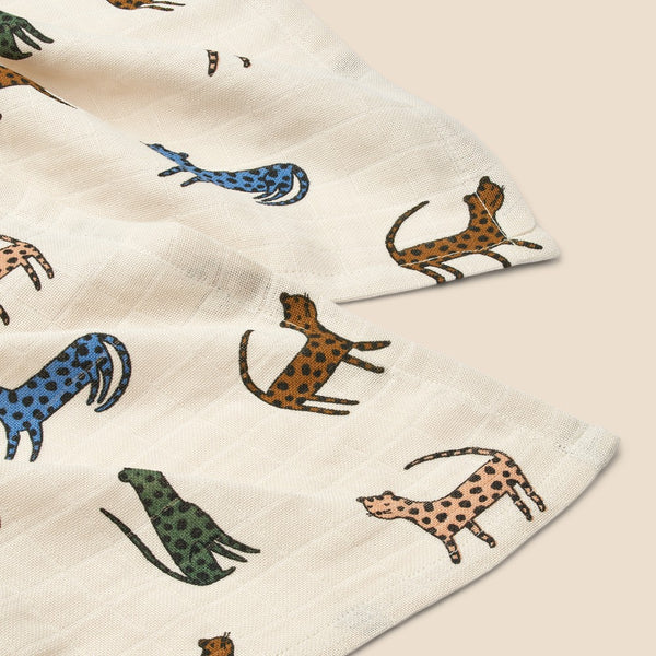 2 FRALDAS DE ALGODÃO - LEOPARD MULTI MIX