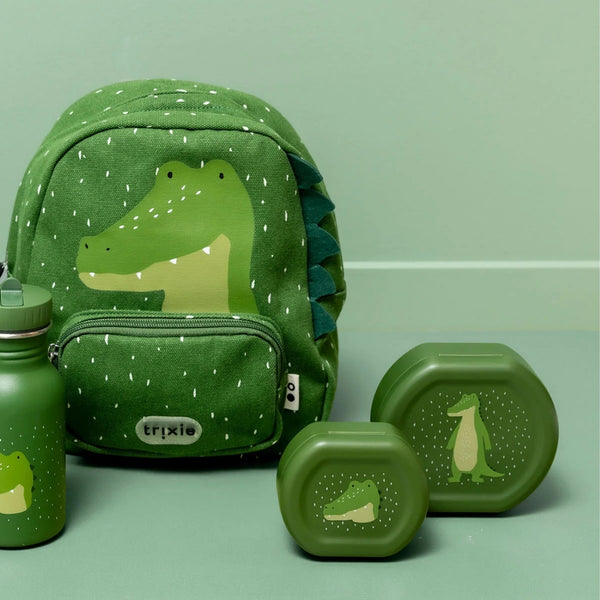 Conjunto de 2 marmitas com clip para crianças, leves e fáceis de abrir, ideais para transportar snacks para a escola, passeios e viagens. Mr Alligator