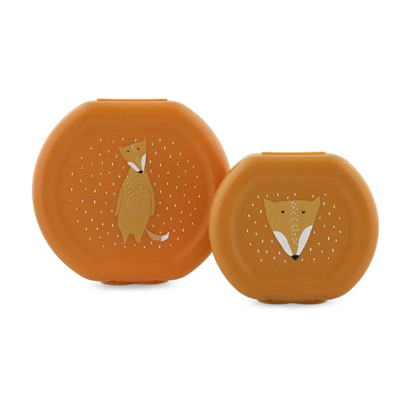 Conjunto de 2 marmitas com clip para crianças, leves e fáceis de abrir, ideais para transportar snacks para a escola, passeios e viagens. Mr Fox