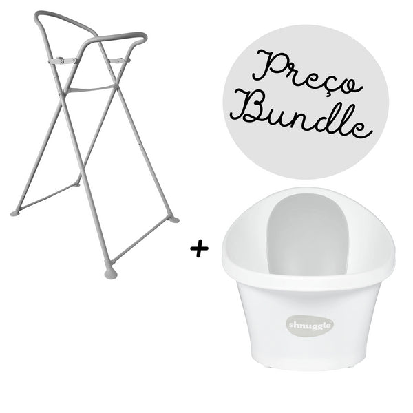 SHNUGGLE BANHEIRA + SUPORTE PARA BANHEIRA - BRANCO COM ENCOSTO CINZA