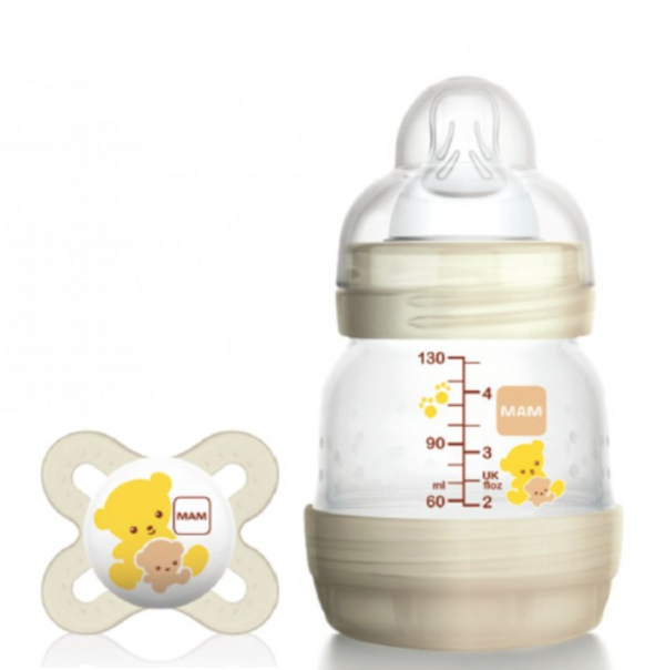 MAM 130ml Baby Bottle + Start Pacifier 0-2 Months