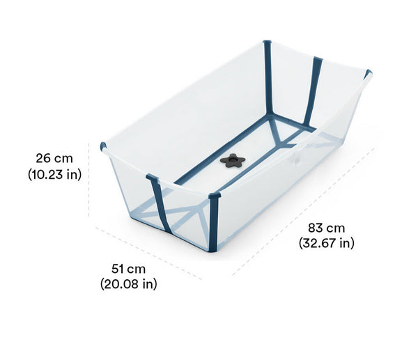 stokke banheira xl transparente e azul