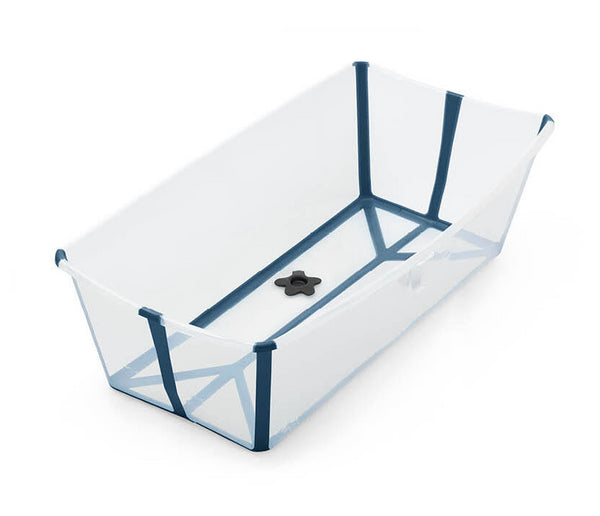 stokke banheira xl transparente e azul