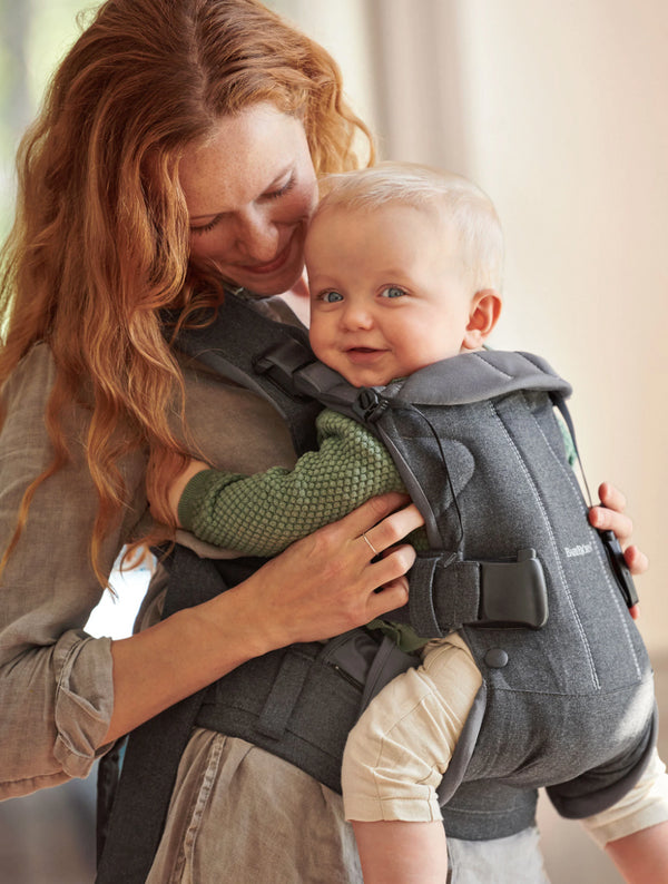 Babyjorn baby carrier one frontal e traseiro denim grey, dark grey, cotton mix