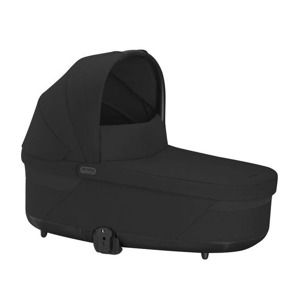 Alcofa CYBEX S LUX compatível com os carrinhos Balios S Lux e Talos S Lux, com colchão em espuma macia, capota solar XXL UPF 50+, ventilação integrada e pega de transporte para bebés desde o nascimento até aos 9 kg. Moon Black