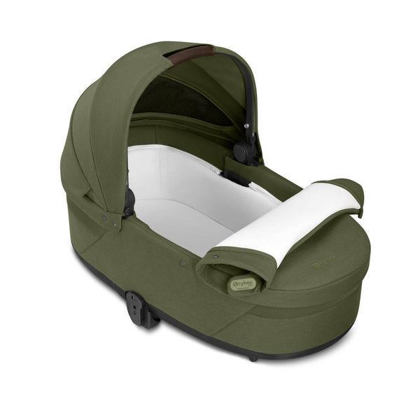 Alcofa CYBEX S LUX compatível com os carrinhos Balios S Lux e Talos S Lux, com colchão em espuma macia, capota solar XXL UPF 50+, ventilação integrada e pega de transporte para bebés desde o nascimento até aos 9 kg. Moss Green