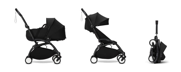 Alcofa STOKKE YOYO³ ultra leve e compacta, com colchão respirável, capota ventilada, cobre-pés, tecido impermeável com proteção UPF 50+ e compatível com o carrinho STOKKE YOYO³ para bebés desde o nascimento até aos 9 kg. Black