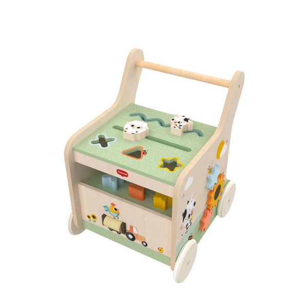 Andarilho de madeira para empurrar com jogos para bebe Tiny Love