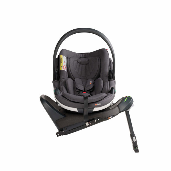 Cadeira auto BeSafe Go Beyond i-Size com tecnologia Active Lay Flat, proteção lateral SIP+, Dynamic Force Absorber™, tecido Mesh respirável, compatível com Base Beyond ISOFIX e utilização desde os 40 aos 87 cm em contra marcha. Dark Grey Melange