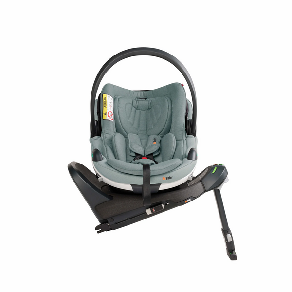 Cadeira auto BeSafe Go Beyond i-Size com tecnologia Active Lay Flat, proteção lateral SIP+, Dynamic Force Absorber™, tecido Mesh respirável, compatível com Base Beyond ISOFIX e utilização desde os 40 aos 87 cm em contra marcha. Sea Green Melange