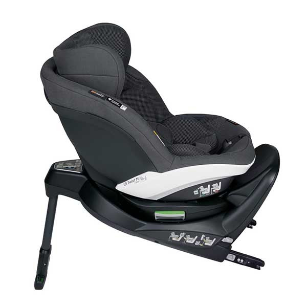 Cadeira auto BeSafe iZi Turn M i-Size com rotação de 360°, sistema de segurança digital integrado, base ISOFIX, almofadas Two-Fit Cushion™ e utilização dos 61 aos 105 cm, permitindo viajar em contra ou a favor da marcha. Anthracite Mesh