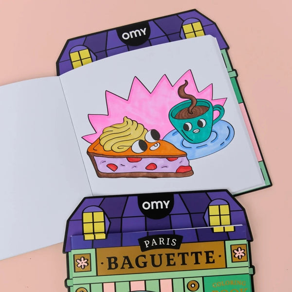 Boutique para Colorir OMY com 34 páginas, capa holográfica e autocolantes
Paris Baguette