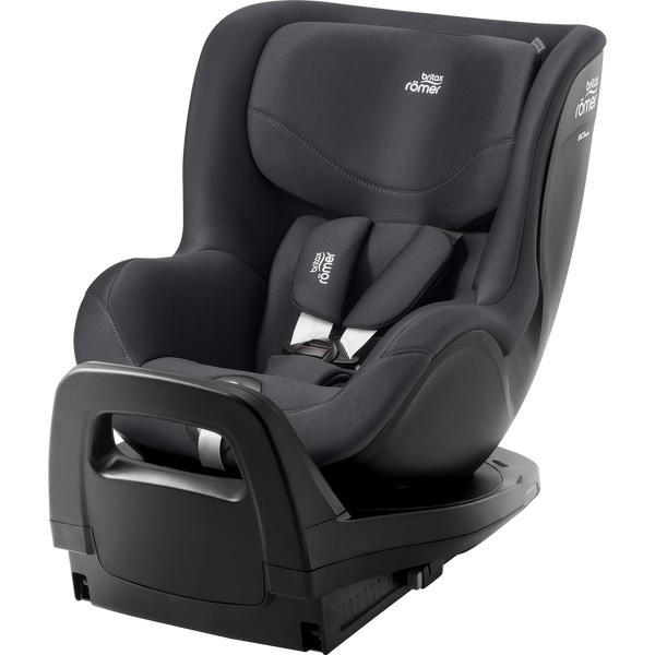 Cadeira auto Britax Römer Dualfix Pro M i-Size com rotação de 360°, tecnologia SICT, 12 posições de reclinação, encosto de cabeça em V, ISOFIX integrado e utilização dos 61 aos 105 cm. Deep Grey