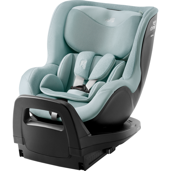 Cadeira auto Britax Römer Dualfix Pro M i-Size com rotação de 360°, tecnologia SICT, 12 posições de reclinação, encosto de cabeça em V, ISOFIX integrado e utilização dos 61 aos 105 cm. Harbor Blue