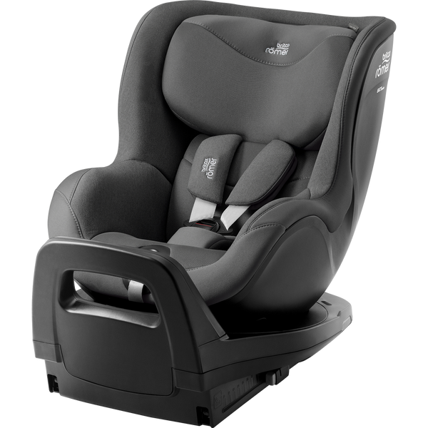 Cadeira auto Britax Römer Dualfix Pro M i-Size com rotação de 360°, tecnologia SICT, 12 posições de reclinação, encosto de cabeça em V, ISOFIX integrado e utilização dos 61 aos 105 cm. Mineral Grey