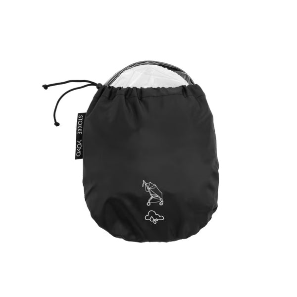 Capa de Chuva para Assento Stokke YOYO⁵ transparente e leve, com 4 pontos de fixação e cobertura envolvente para proteger a criança da chuva.
