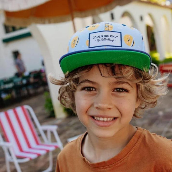 Chapéu Boné Hello Hossy padrão BBall Crew cor azul