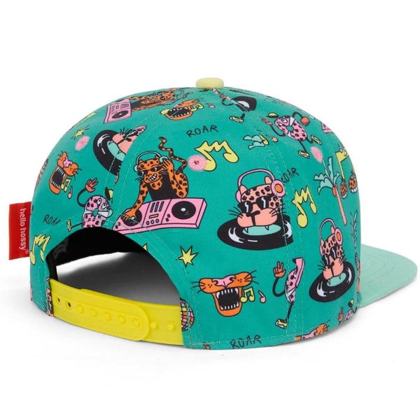 Chapeu Bone Hello Hossy padrão disco roar cor azul piscina