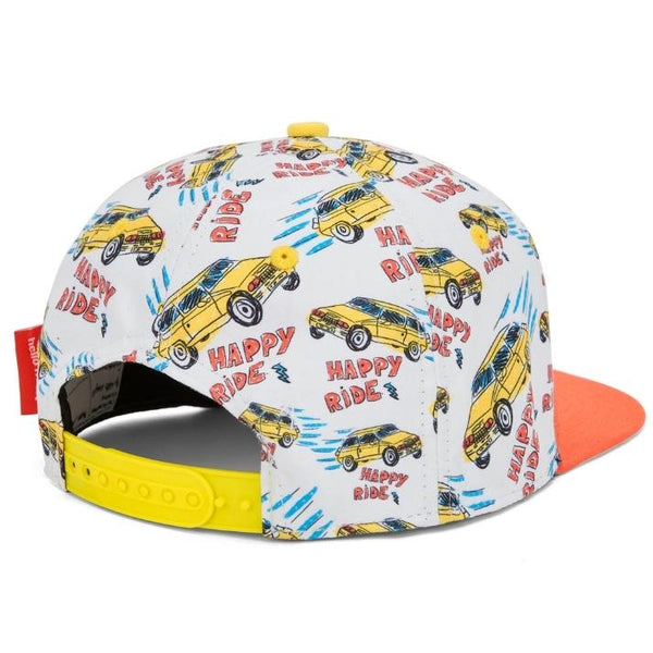 Chapeu Bone Hello Hossy padrão happy ride laranja e branco