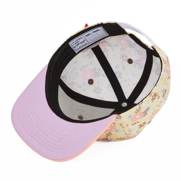 Chapeu Bone para criança Hello Hossy padrão pastel blossum rosa