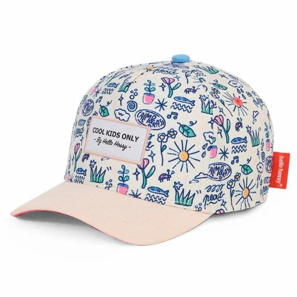 Chapeu Bone para criança Hello Hossy padrão playground azul