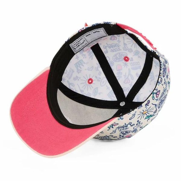 Chapeu Bone para criança Hello Hossy padrão playground azul