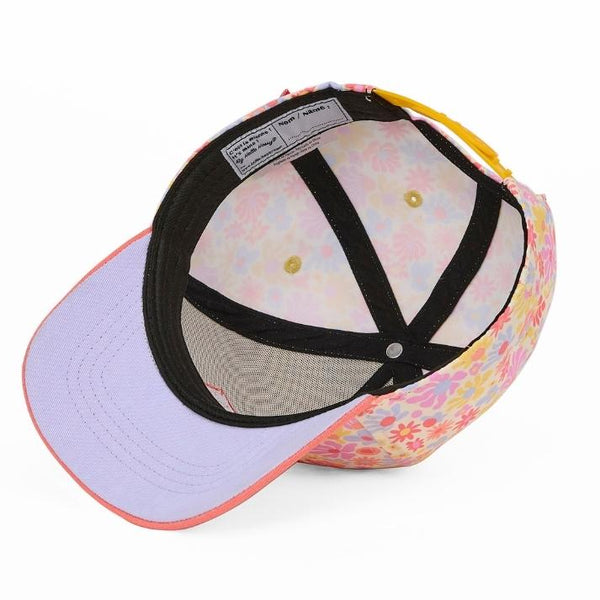 Chapeu Bone para criança Hello Hossy padrão retro flowers rosa