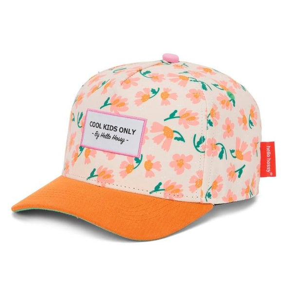 Chapeu Bone para criança Hello Hossy padrão springtime laranja
