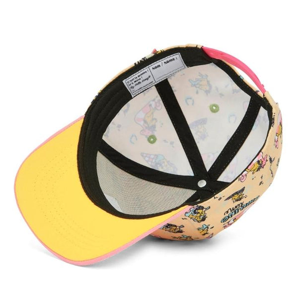 Chapeu Bone para criança Hello Hossy padrão unicorn rosa e beje