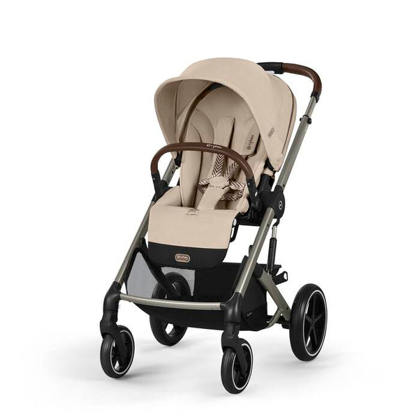 CYBEX BALIOS S LUX TAUPE, carrinho de bebé premium com suspensão avançada, rodas antifuros, reclinação totalmente horizontal, arnês One-Pull e compatibilidade com cadeiras auto CYBEX, Maxi-Cosi e BeSafe desde o nascimento até aos 22 kg. Almond Beige