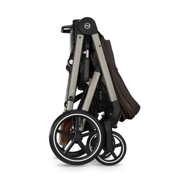CYBEX BALIOS S LUX TAUPE, carrinho de bebé premium com suspensão avançada, rodas antifuros, reclinação totalmente horizontal, arnês One-Pull e compatibilidade com cadeiras auto CYBEX, Maxi-Cosi e BeSafe desde o nascimento até aos 22 kg. Chocolate Brown