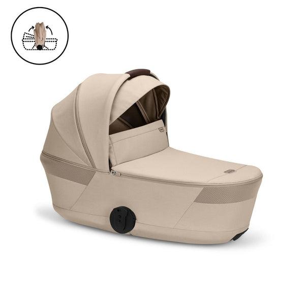 CYBEX Balios S Lux Duo com Alcofa Dobrável, carrinho de bebé com Travel System, fecho compacto, suspensão avançada, assento reversível e alcofa dobrável desde o nascimento até aos 4 anos. Almond Beige