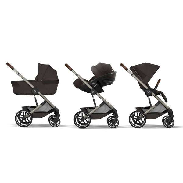 CYBEX Balios S Lux Duo com Alcofa Dobrável, carrinho de bebé com Travel System, fecho compacto, suspensão avançada, assento reversível e alcofa dobrável desde o nascimento até aos 4 anos. Chocolate Brown