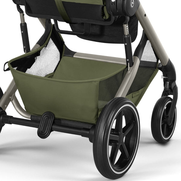 CYBEX Balios S Lux Duo com Alcofa Dobrável, carrinho de bebé com Travel System, fecho compacto, suspensão avançada, assento reversível e alcofa dobrável desde o nascimento até aos 4 anos. Moss Green