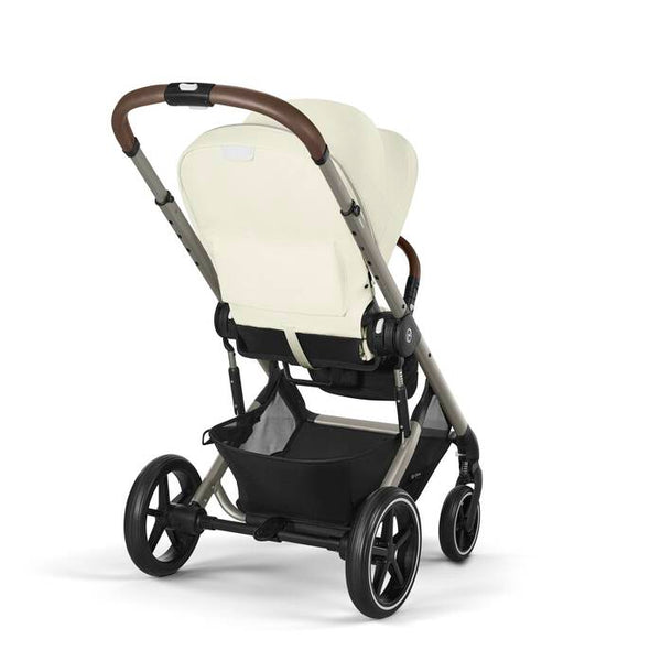 CYBEX BALIOS S LUX TAUPE, carrinho de bebé premium com suspensão avançada, rodas antifuros, reclinação totalmente horizontal, arnês One-Pull e compatibilidade com cadeiras auto CYBEX, Maxi-Cosi e BeSafe desde o nascimento até aos 22 kg. Seashell Beige