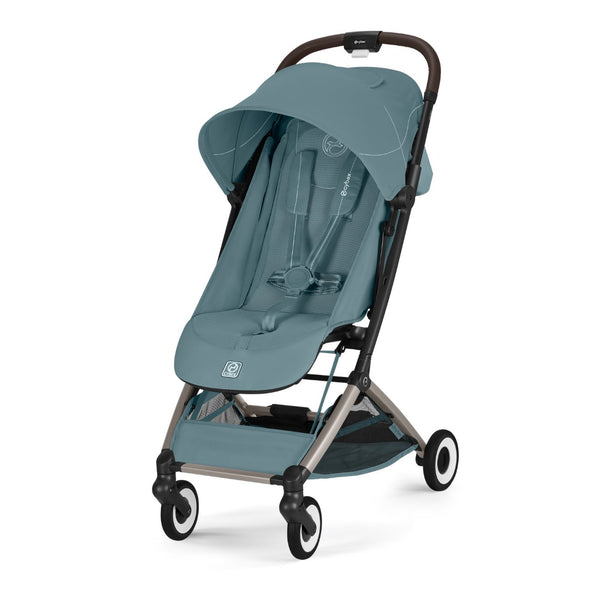 Carrinho de bebé CYBEX Orfeo ultracompacto com reclinação horizontal, arnês One-Pull, compatível com bagagem de mão e Travel System desde o nascimento até aos 22 kg Stormy Blue