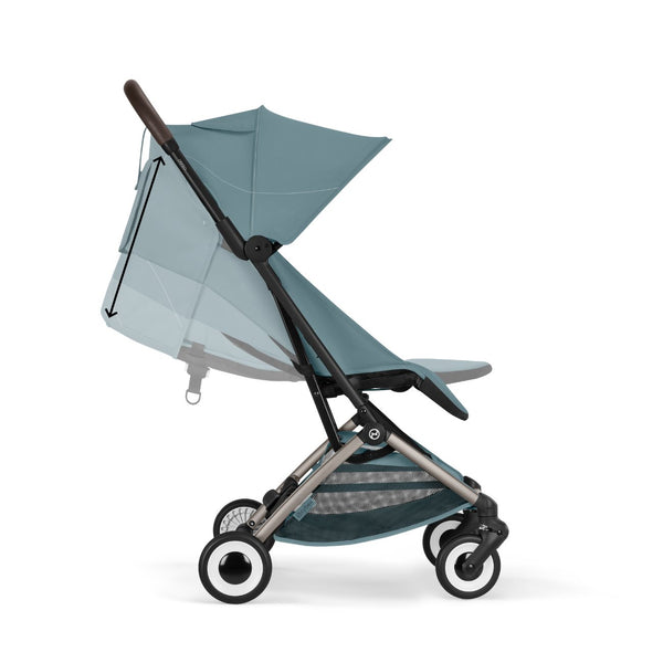 Carrinho de bebé CYBEX Orfeo ultracompacto com reclinação horizontal, arnês One-Pull, compatível com bagagem de mão e Travel System desde o nascimento até aos 22 kg Stormy Blue