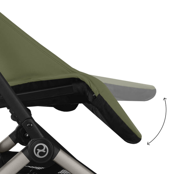 CARRINHO COMPACTO CYBEX ORFEO, carrinho ultraleve de 6,3 kg, compatível com bagagem de mão, reclinação totalmente horizontal, arnês One-Pull, capota XL UPF 50+, Travel System e compatibilidade com cadeiras auto CYBEX, Maxi-Cosi e BeSafe desde o nascimento até aos 22 kg. Moss Green