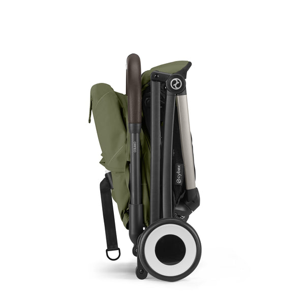 CARRINHO COMPACTO CYBEX ORFEO, carrinho ultraleve de 6,3 kg, compatível com bagagem de mão, reclinação totalmente horizontal, arnês One-Pull, capota XL UPF 50+, Travel System e compatibilidade com cadeiras auto CYBEX, Maxi-Cosi e BeSafe desde o nascimento até aos 22 kg. Moss Green