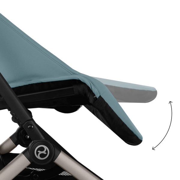 CARRINHO COMPACTO CYBEX ORFEO, carrinho ultraleve de 6,3 kg, compatível com bagagem de mão, reclinação totalmente horizontal, arnês One-Pull, capota XL UPF 50+, Travel System e compatibilidade com cadeiras auto CYBEX, Maxi-Cosi e BeSafe desde o nascimento até aos 22 kg. Stormy Blue