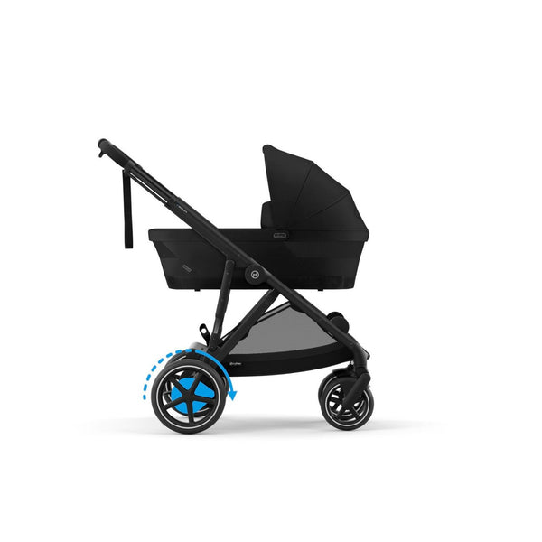 CYBEX e-GAZELLE S BLACK TRIO + BASE com carrinho elétrico, alcofa Gazelle S, cadeira auto Cloud G Plus com reclinação ergonómica, Base G ISOFIX e adaptadores incluídos. Sistema de viagem premium desde o nascimento.
