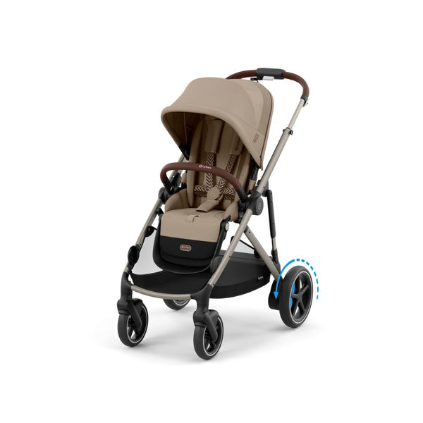 CYBEX e-GAZELLE S TAUPE, carrinho elétrico para uma ou duas crianças com assistência elétrica, modo de embalo automático, mais de 20 configurações, grande capacidade de arrumação e compatibilidade com cadeiras auto CYBEX, BeSafe e Maxi-Cosi. Seashell Beige