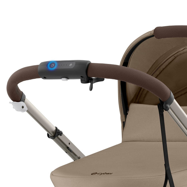 CYBEX e-GAZELLE S TAUPE, carrinho elétrico para uma ou duas crianças com assistência elétrica, modo de embalo automático, mais de 20 configurações, grande capacidade de arrumação e compatibilidade com cadeiras auto CYBEX, BeSafe e Maxi-Cosi. Seashell Beige