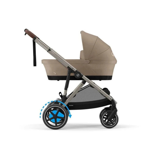 CYBEX e-GAZELLE S TAUPE TRIO + BASE com carrinho elétrico, alcofa Gazelle S, cadeira auto Cloud G Plus com reclinação ergonómica, Base G ISOFIX e adaptadores incluídos. Sistema de viagem premium desde o nascimento. Almond Beige