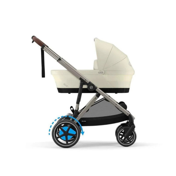 CYBEX e-GAZELLE S TAUPE TRIO + BASE com carrinho elétrico, alcofa Gazelle S, cadeira auto Cloud G Plus com reclinação ergonómica, Base G ISOFIX e adaptadores incluídos. Sistema de viagem premium desde o nascimento. Seashel Beige