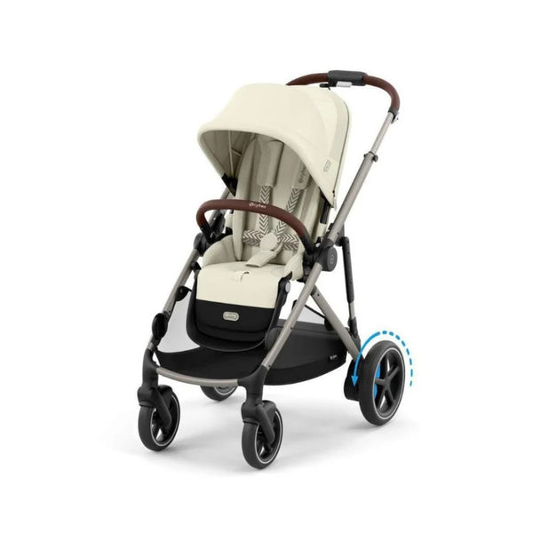 CYBEX e-GAZELLE S TAUPE TRIO + BASE com carrinho elétrico, alcofa Gazelle S, cadeira auto Cloud G Plus com reclinação ergonómica, Base G ISOFIX e adaptadores incluídos. Sistema de viagem premium desde o nascimento. Seashel Beige