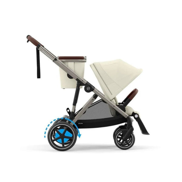 CYBEX e-GAZELLE S TAUPE TRIO + BASE com carrinho elétrico, alcofa Gazelle S, cadeira auto Cloud G Plus com reclinação ergonómica, Base G ISOFIX e adaptadores incluídos. Sistema de viagem premium desde o nascimento. Seashel Beige
