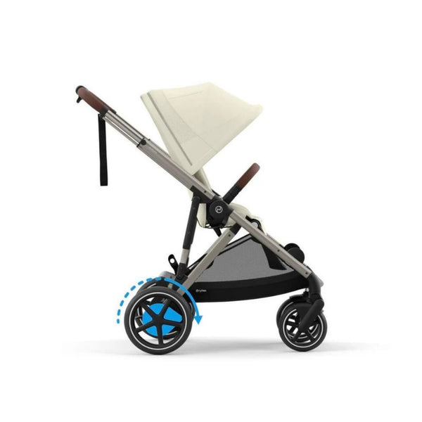 CYBEX e-GAZELLE S TAUPE TRIO + BASE com carrinho elétrico, alcofa Gazelle S, cadeira auto Cloud G Plus com reclinação ergonómica, Base G ISOFIX e adaptadores incluídos. Sistema de viagem premium desde o nascimento. Seashel Beige
