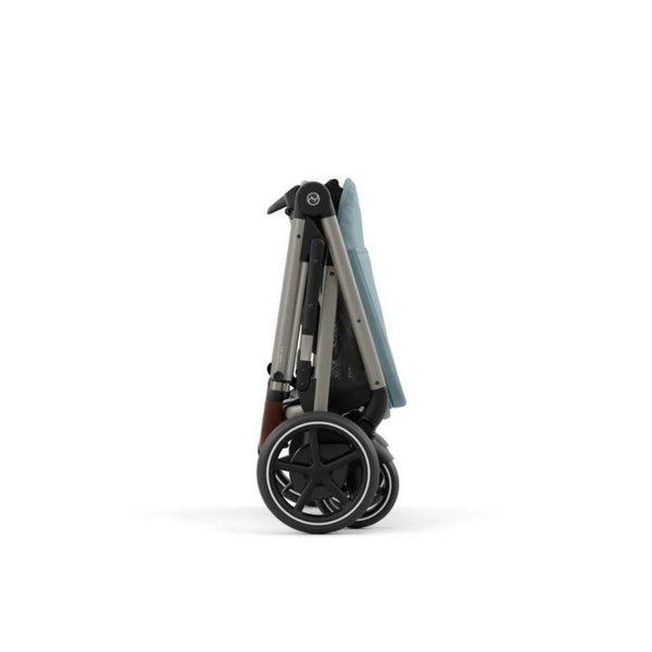 CYBEX e-GAZELLE S TAUPE TRIO + BASE com carrinho elétrico, alcofa Gazelle S, cadeira auto Cloud G Plus com reclinação ergonómica, Base G ISOFIX e adaptadores incluídos. Sistema de viagem premium desde o nascimento. Stormy Blue