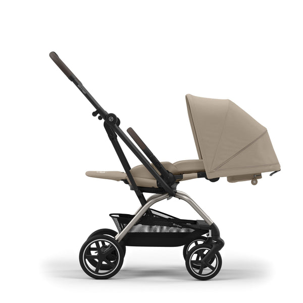 CYBEX EEZY S TWIST+ 2 TAUPE, carrinho de bebé compacto com assento rotativo de 360°, rodas todo-o-terreno, arnês One-Pull, fecho com uma mão e compatibilidade com cadeiras auto CYBEX, Maxi-Cosi e BeSafe desde o nascimento até aos 22 kg. Almond Beige